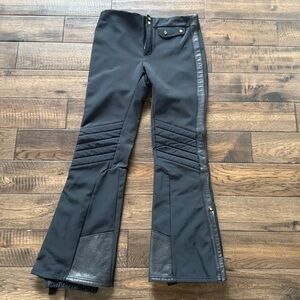 Women's Ralph Lauren RLX Black Ski Pants with Leather Accents and Gold Hardware